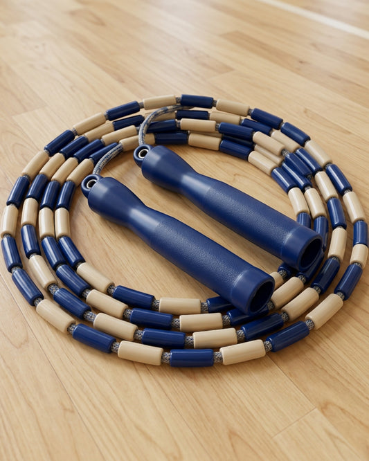 Ymxvk Beadtrack Segmented Jump Rope Adjustable 8.5 ft Navy Sand - Lifestyle view