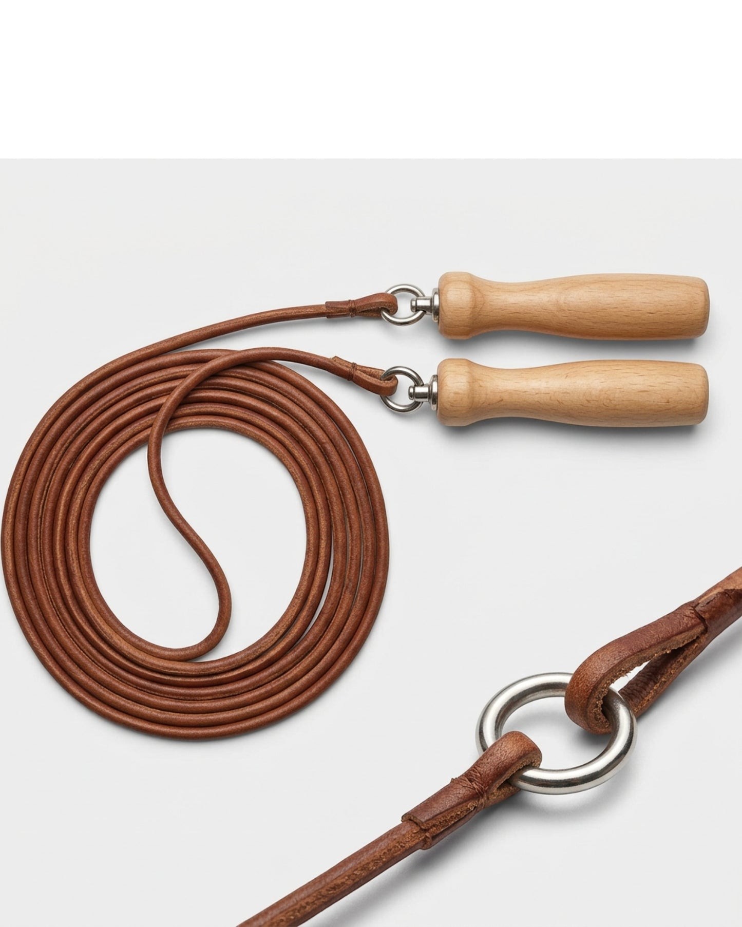 Ymxvk Brown Leather Training Jump Rope Wood Handles