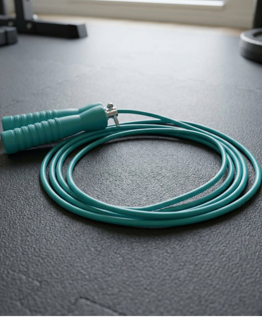 Ymxvk Turnline PVC Jump Rope Adjustable 9 ft Teal - Lifestyle view