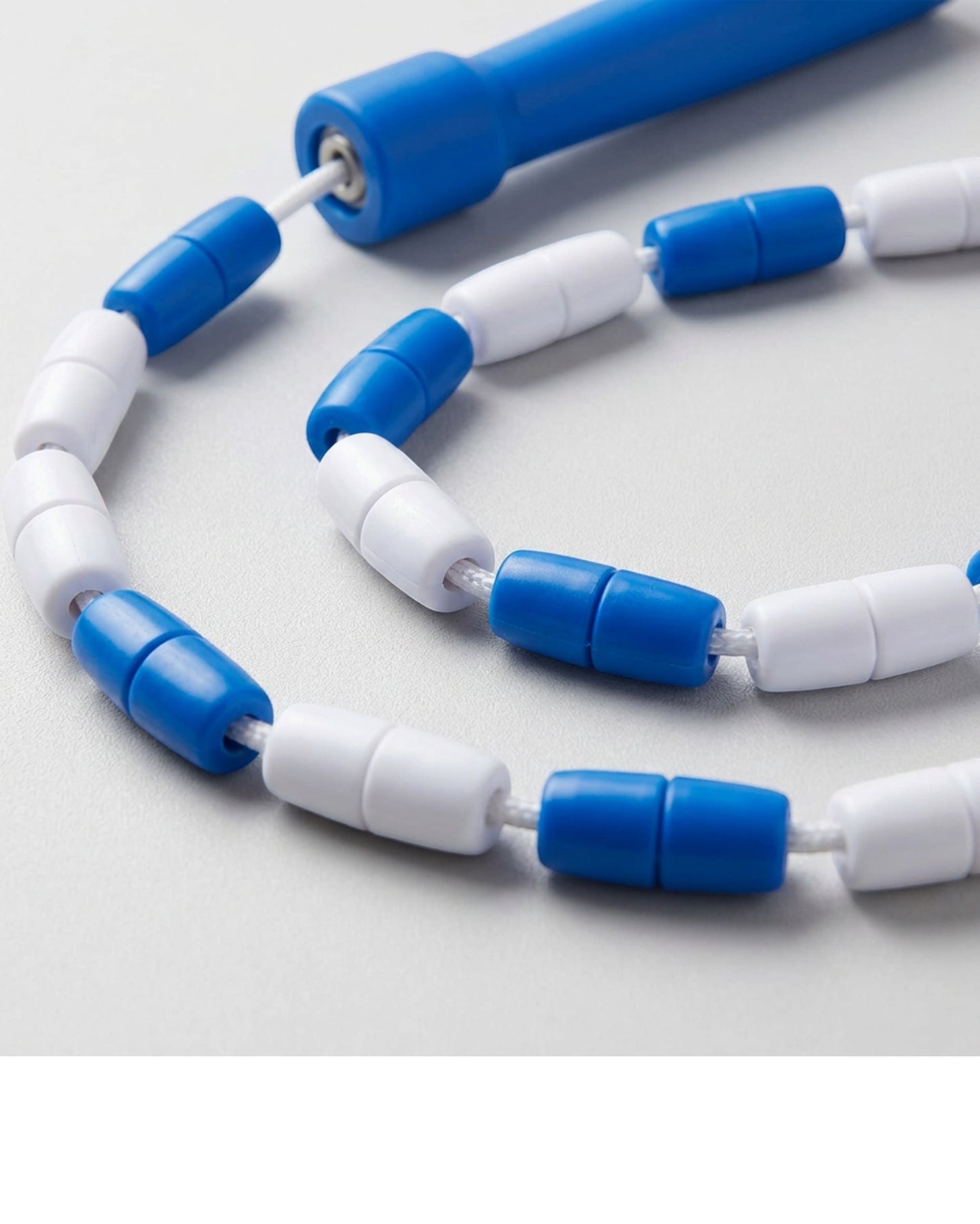 Ymxvk Blue White Beaded Rhythm Jump Rope 8.5 ft