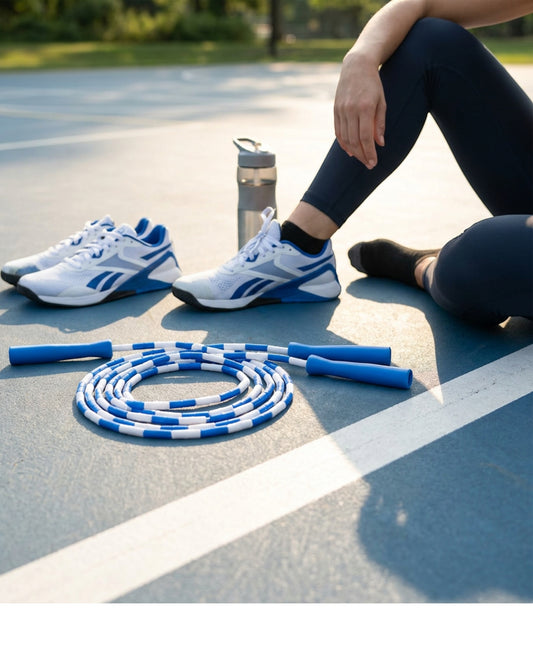 Ymxvk Blue White Beaded Rhythm Jump Rope 8.5 ft