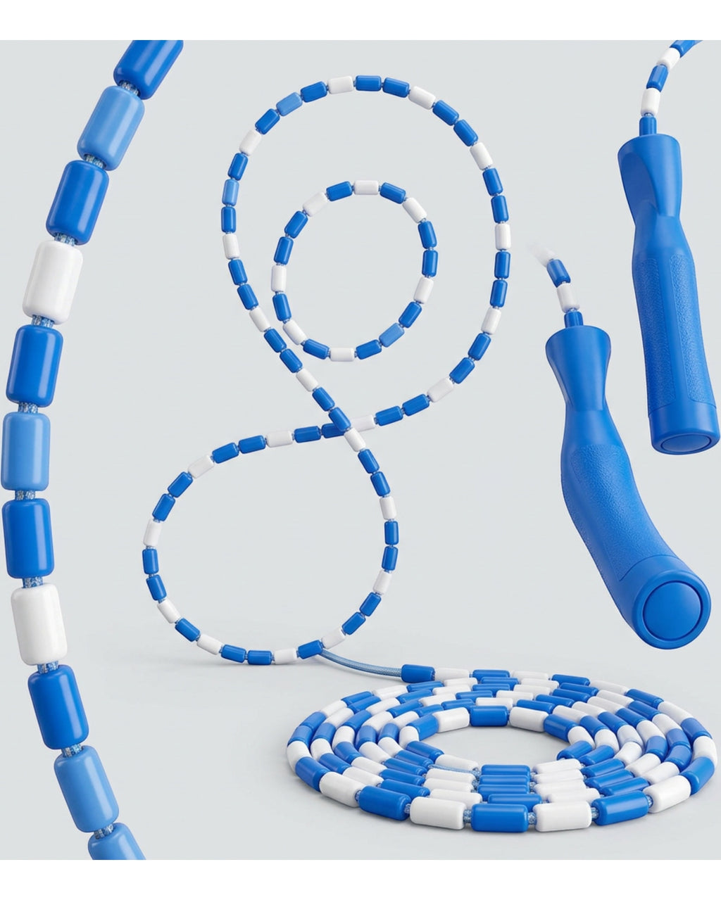 Ymxvk Blue White Beaded Rhythm Jump Rope 8.5 ft