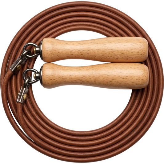 Ymxvk Brown Leather Training Jump Rope Wood Handles