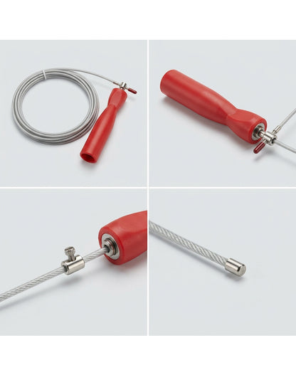 Ymxvk Red Silver Cable Jump Rope 10 ft Adjustable
