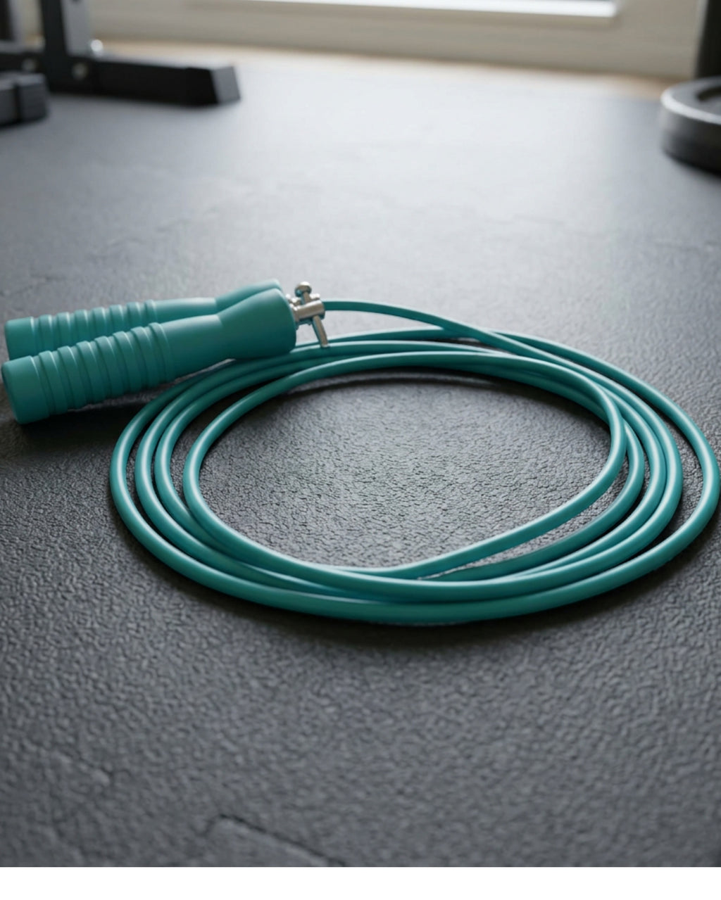 Ymxvk Turnline PVC Jump Rope Adjustable 9 ft Teal - Lifestyle view